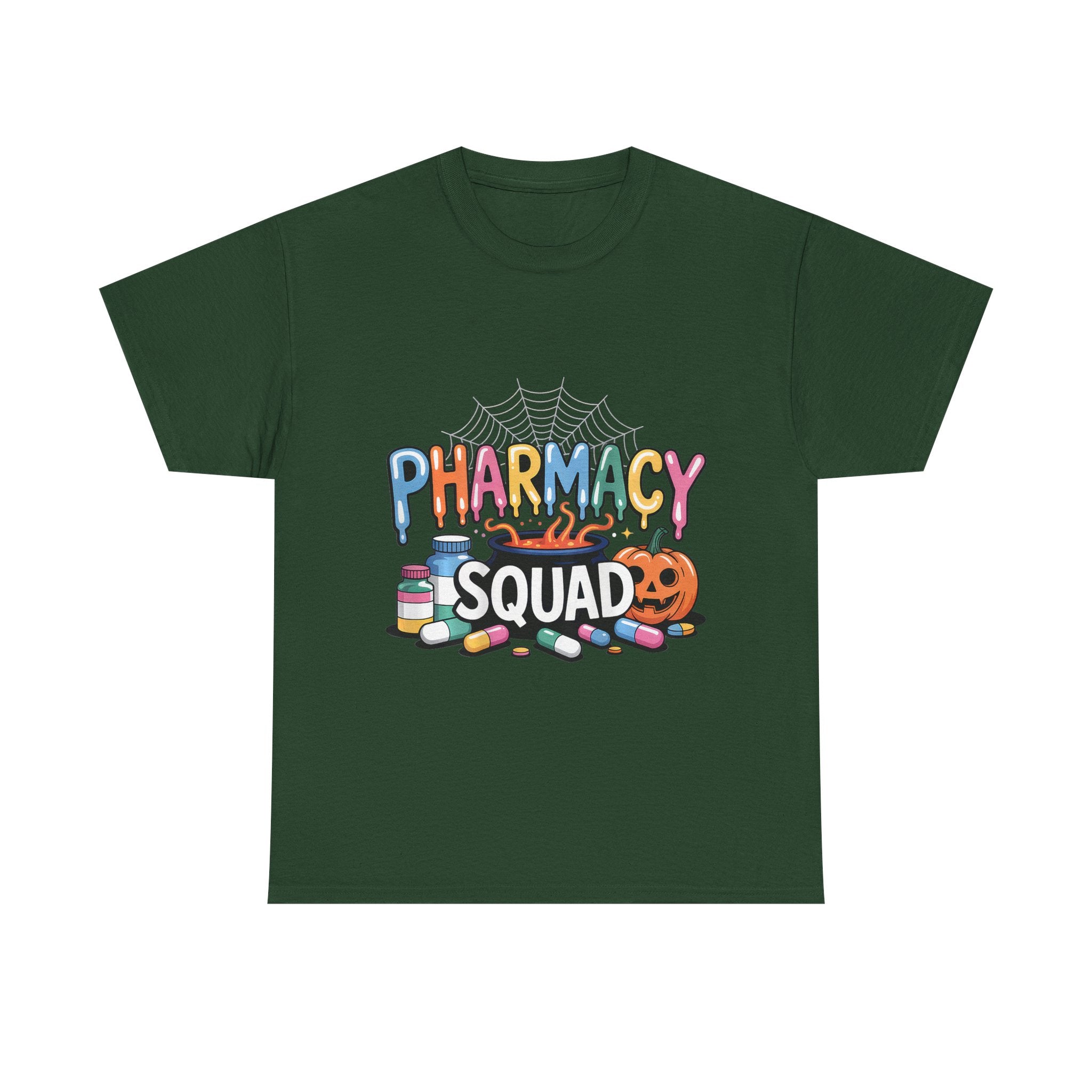 Pharmacy Squad Halloween T-Shirt — Cute Medical Candy & Pumpkin Design